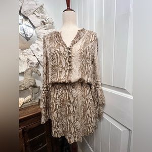 Parker Double Flare Sleeve Dress in Snake Print